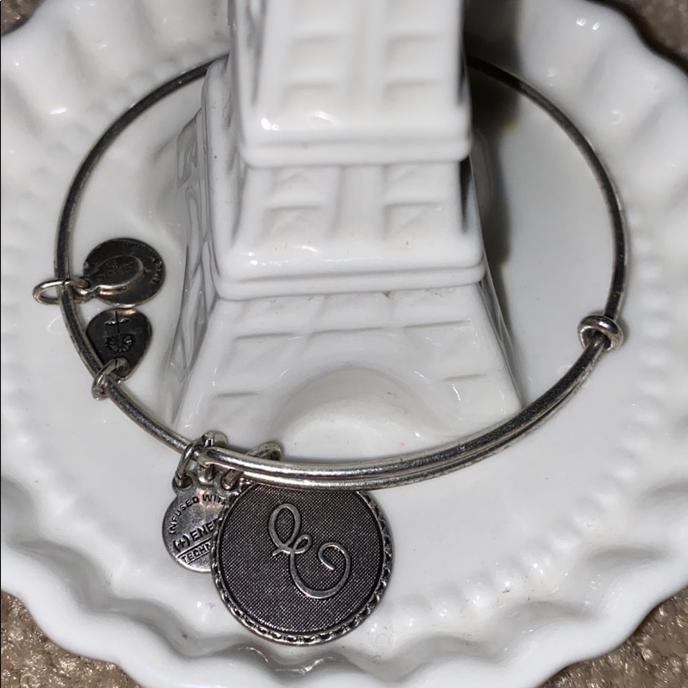 Silver E charm Alex and Ani bracelet